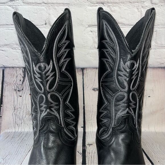 ✅SOLD✅ Laredo Western Birchwood Black Leather Cowboy Boots Size 10.5 - Picture 12 of 17